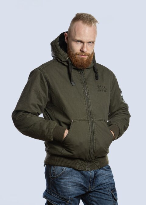 Купить Мужская хлопковая куртка с капюшоном АDLER оливковая