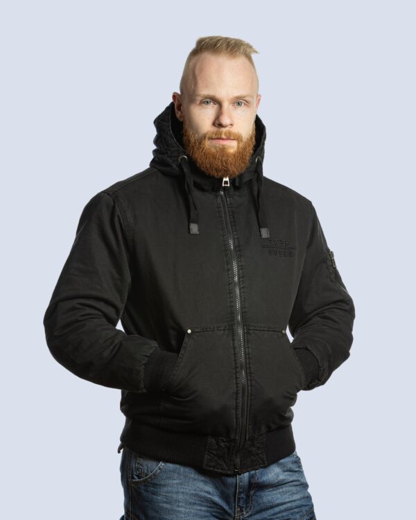 Мужская хлопковая куртка с капюшоном АDLER черная