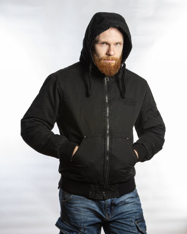 Мужская хлопковая куртка с капюшоном АDLER черная